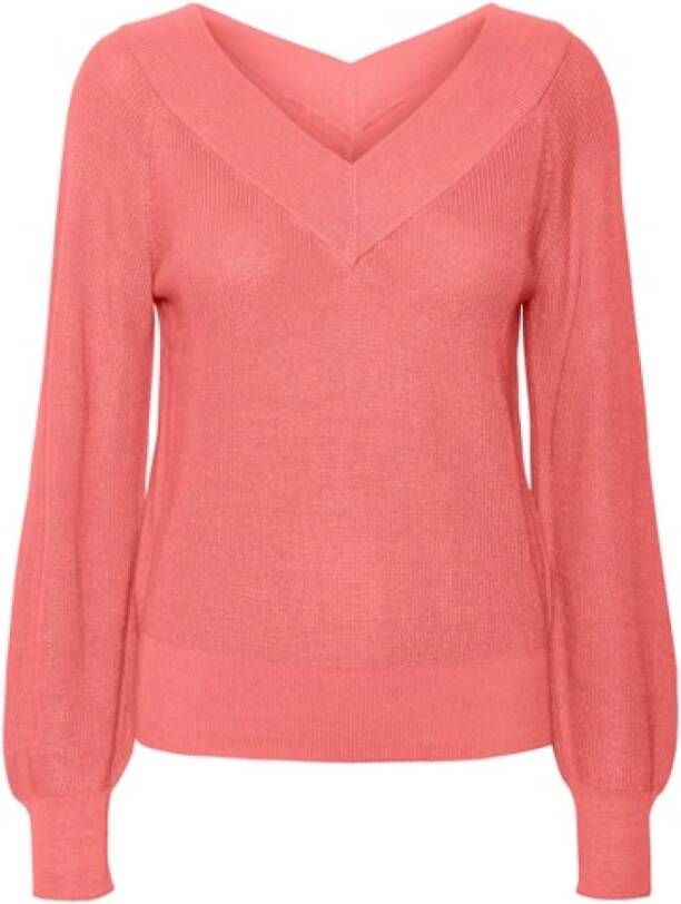 Vero Moda V hals gebreide kleding , Roze, Dames