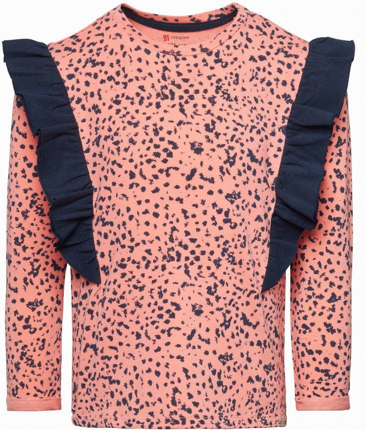 Noppies longsleeve Borama met all over print en ruches roze