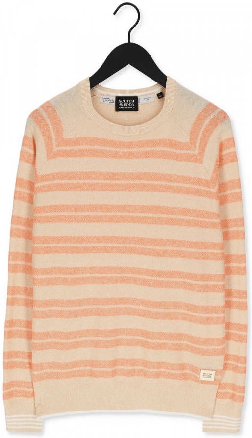 Scotch & Soda Oranje Trui Structured Knit Linen blend Crewneck Pullover