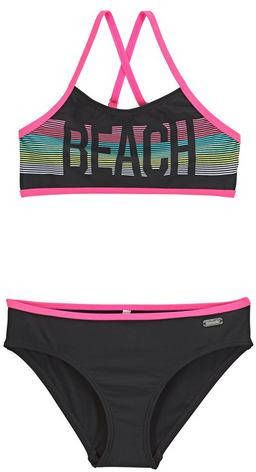 Bench. Bustierbikini met pinkkleurige contrasterende paspels
