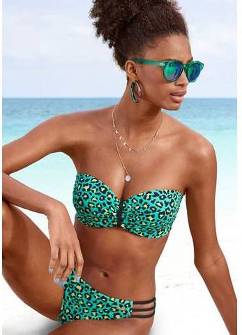 Bruno Banani Beugelbikini in bandeaumodel met turquoisekleurige animal print