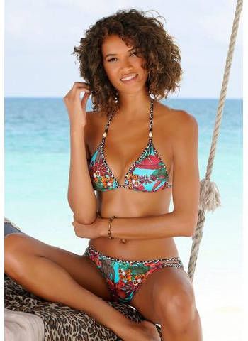 Bruno Banani Triangelbikini met motievenmix en sierkraaltjes