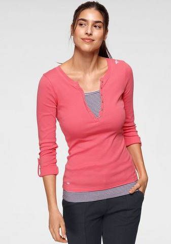 KangaROOS 2 in 1 shirt met geopende sierknoopsluiting en turn up mouwen