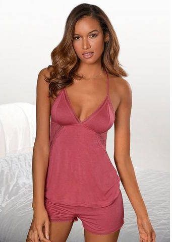 Lascana Babydolltop met fijne bandjes en transparante, kanten inzetten