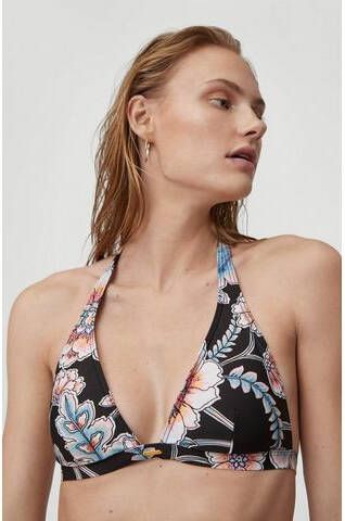 O'Neill Blue gebloemde halter bikinitop Marga zwart/roze/blauw
