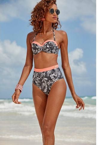 Sunseeker Highwaist bikinibroekje Mono met contrastkleurige band
