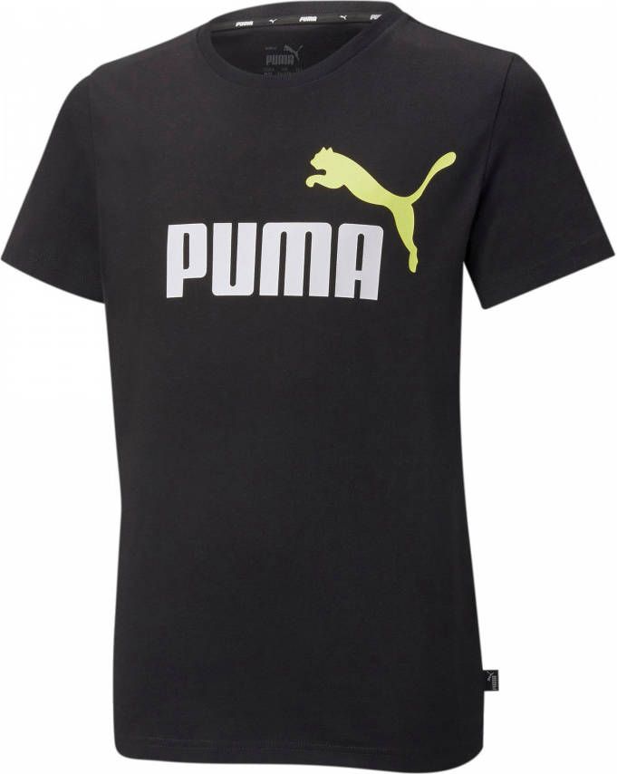 Puma essentials+ 2 col logo shirt zwart/geel kinderen