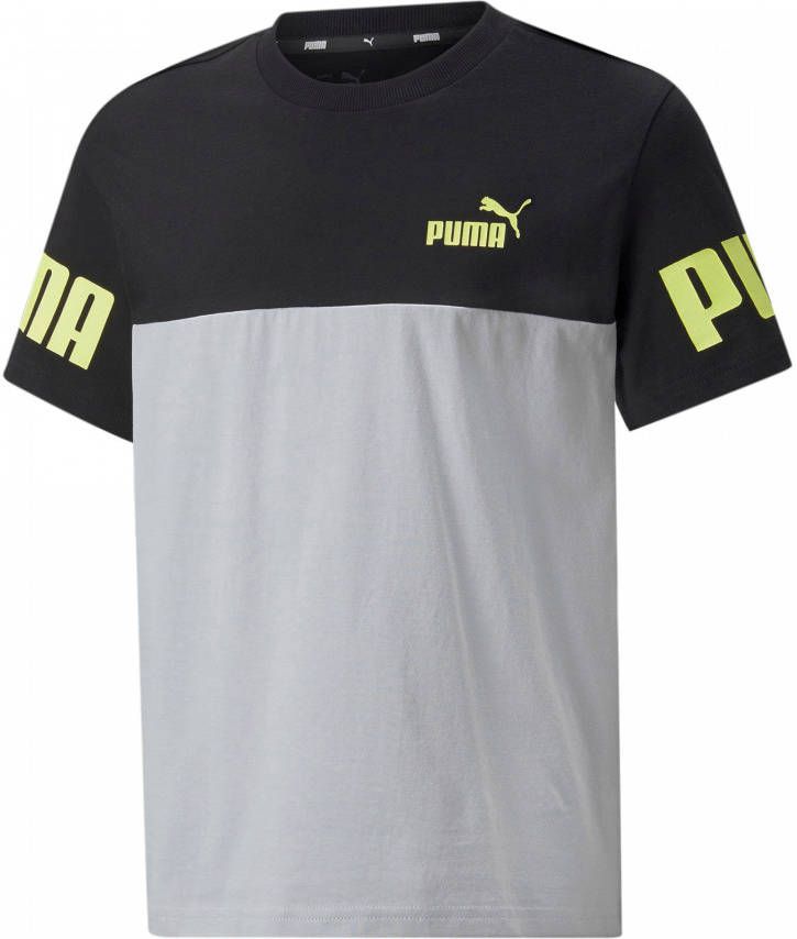 PUMA Power T Shirt Kids Lichtgrijs Zwart