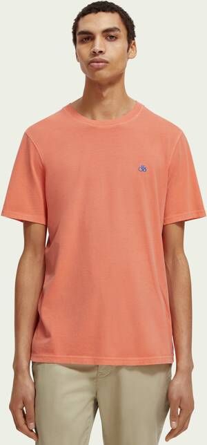 Scotch & Soda Shirt met ronde hals Garment dye logo regular fit T shirt