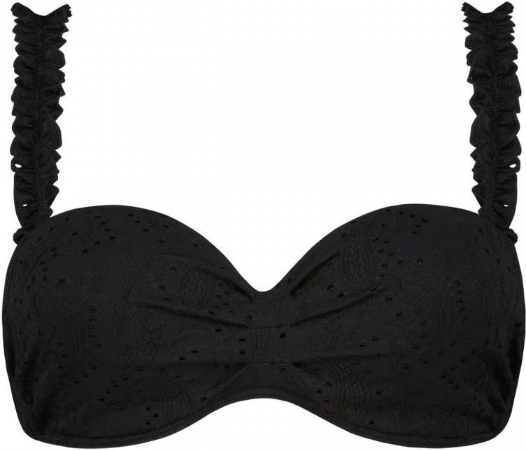 Beachlife broderie anglaise strapless bandeau bikinitop zwart