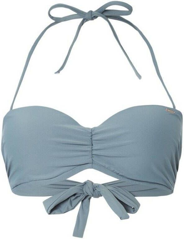 O'Neill Blue bandeau bikinitop Havaa Mix met plooien groen