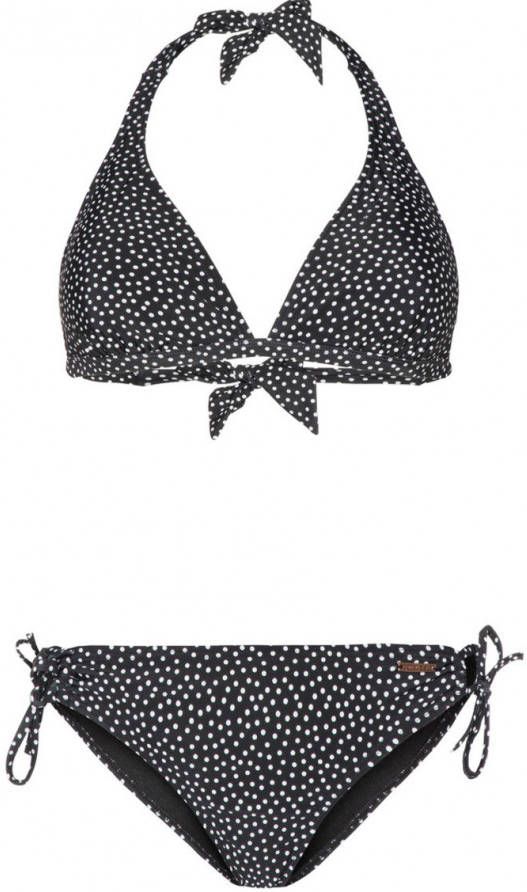 Protest halter bikini Admirer C-cup met all over print zwart/wit
