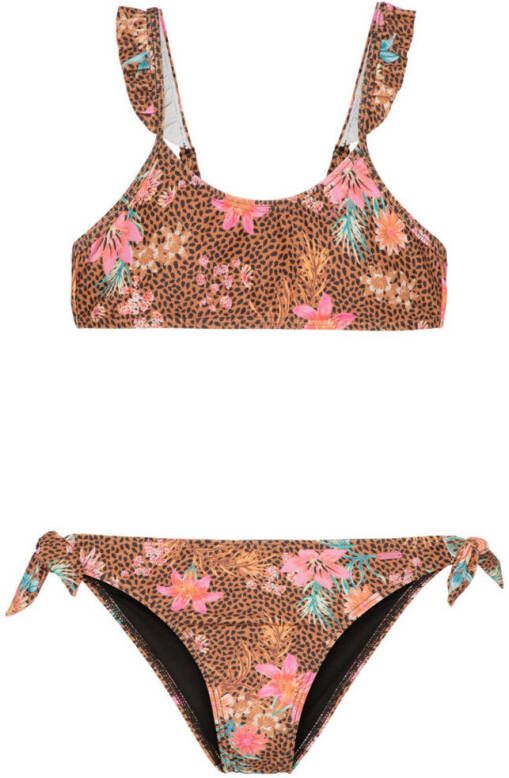 Protest gebloemde bikini Ziva lichtbruin/roze
