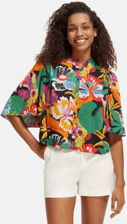 Scotch & Soda 173183 flutter sleeve linen blend shirt