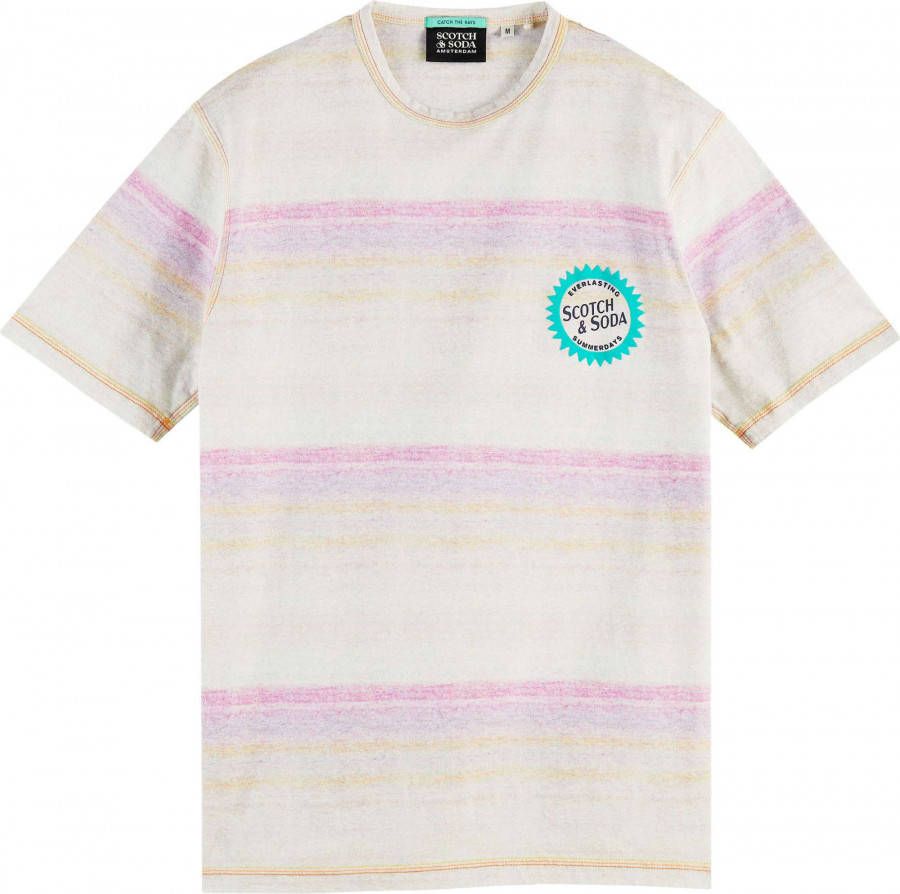Scotch & Soda T shirt met gemêleerd effect, ronde hals en print
