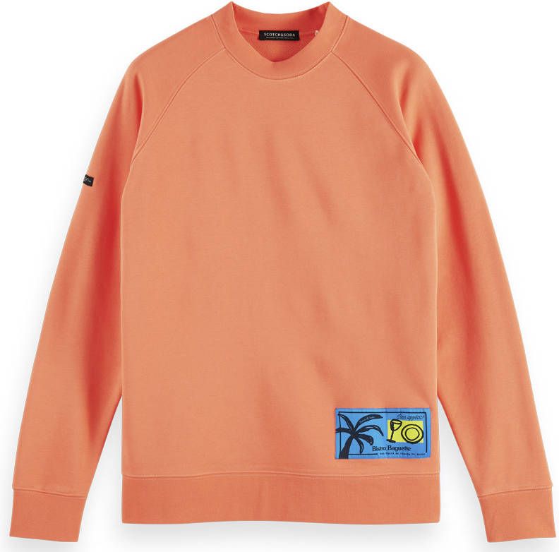 Scotch and Soda Truien Raglan felpa sweat with big label Oranje