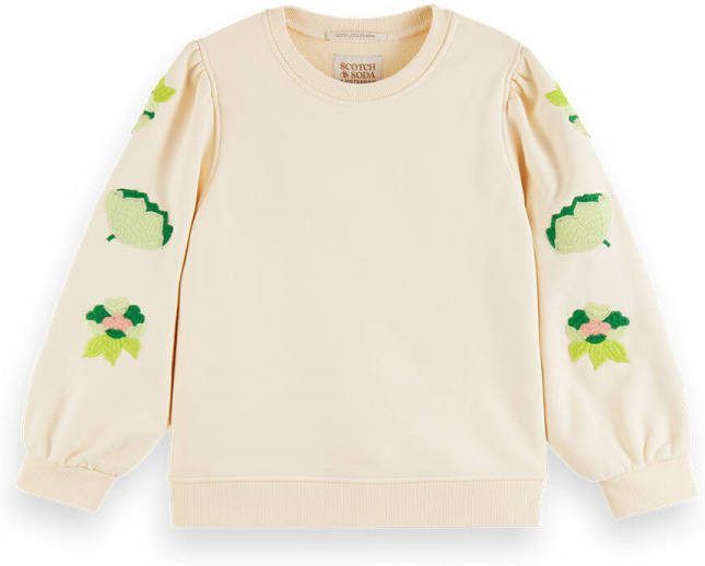 Scotch and Soda Truien Crew Neck Sweatshirt Embroidery Geel
