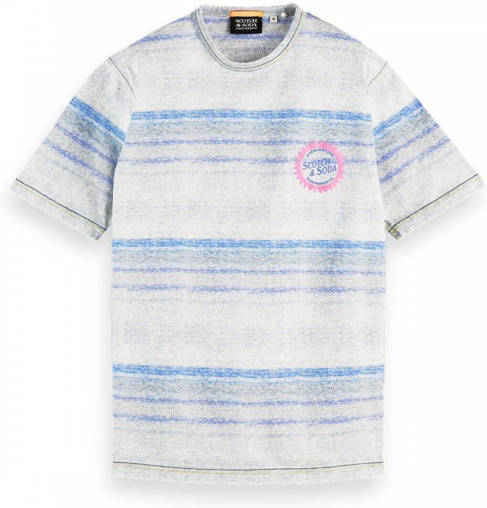 Scotch & Soda T shirt met gemêleerd effect, ronde hals en print