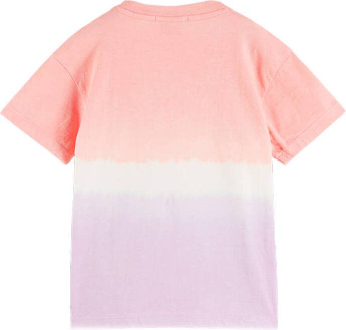 Scotch and Soda T shirts Dropped Shoulder Dip Dye Artwork T Shirt Roze