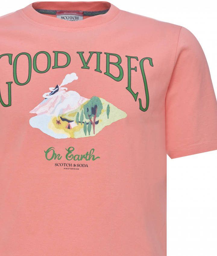 Scotch & Soda Jersey T shirt met graphic en ronde hals van biologisch materiaal