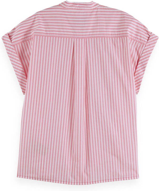 Scotch & Soda Lichtroze Blouse Extended Shoulder Roll Sleeve Shirt