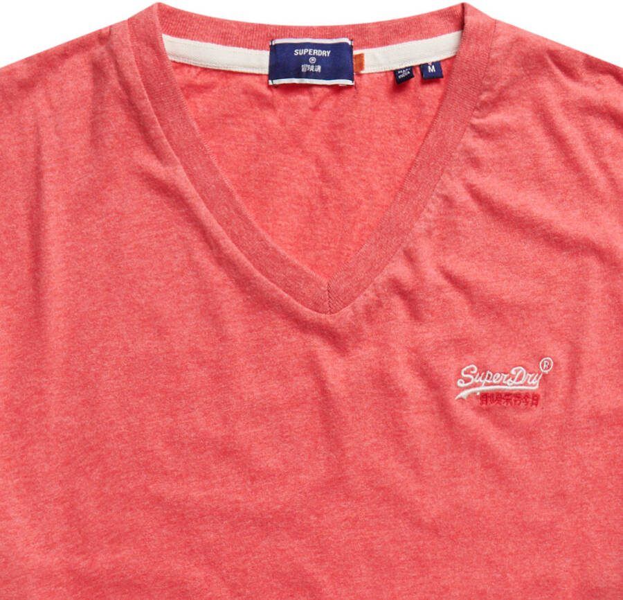 Superdry gemêleerd T-shirt van biologisch katoen koraalrood