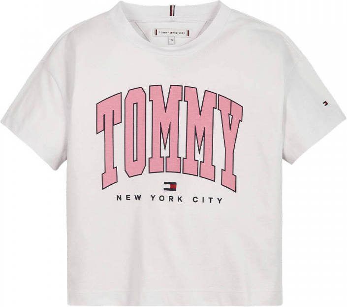 Tommy Hilfiger T shirt met biologisch katoen wit/roze