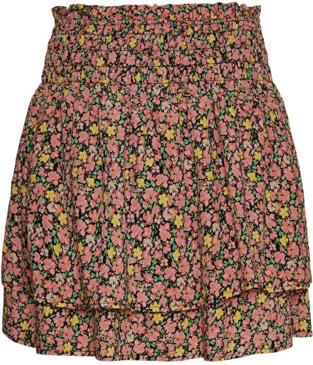 VERO MODA gebloemde mini rok VMELLIE rood/geel/groen