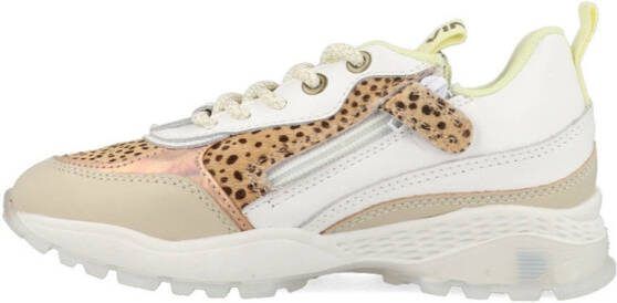 Vingino Mandy II leren sneakers met dierenprint beige/multi
