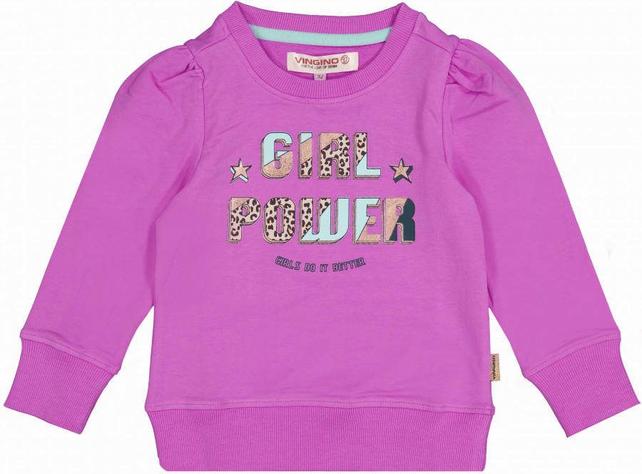 Vingino sweater Nena met printopdruk felroze