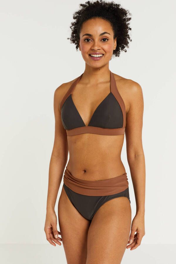 BEACHWAVE halter bikinitop donkerbruin/bruin