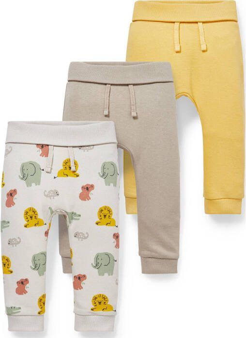 C&A babybroek set van 3 wit/geel/bruin