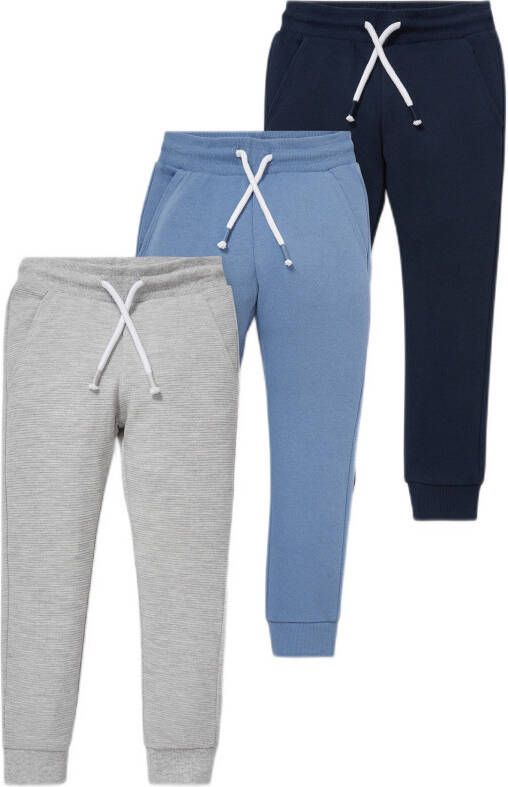 C&A joggingbroek set van 3 grijs/blauw/donkerblauw