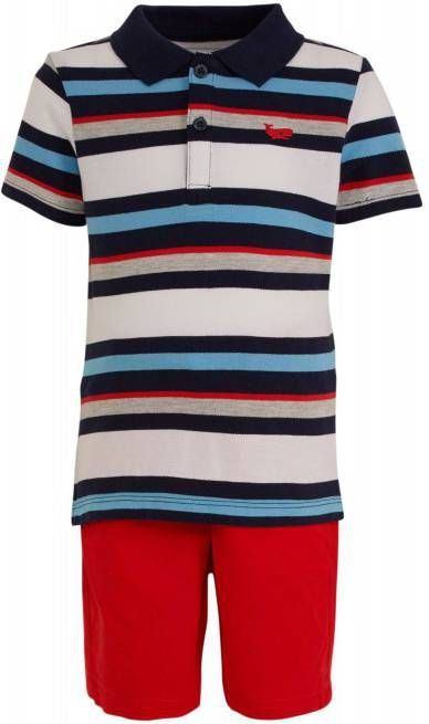 C&A Palomino polo + short set van 2 rood/blauw/wit
