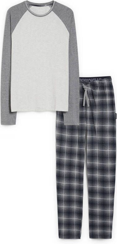 C&A pyjama met ruit grijs