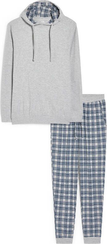 C&A pyjama met ruit grijs/blauw