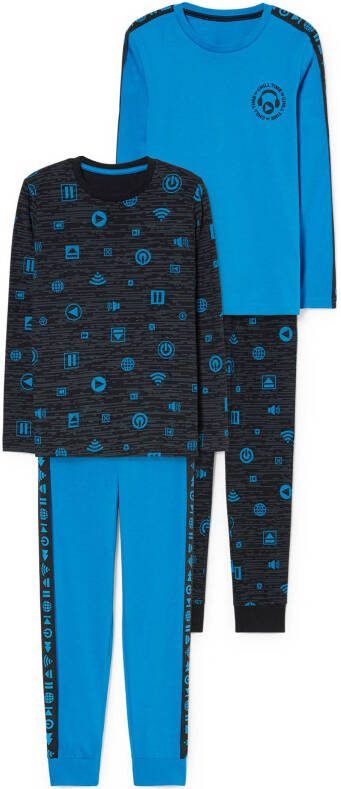 C&A pyjama set van 2 blauw/zwart