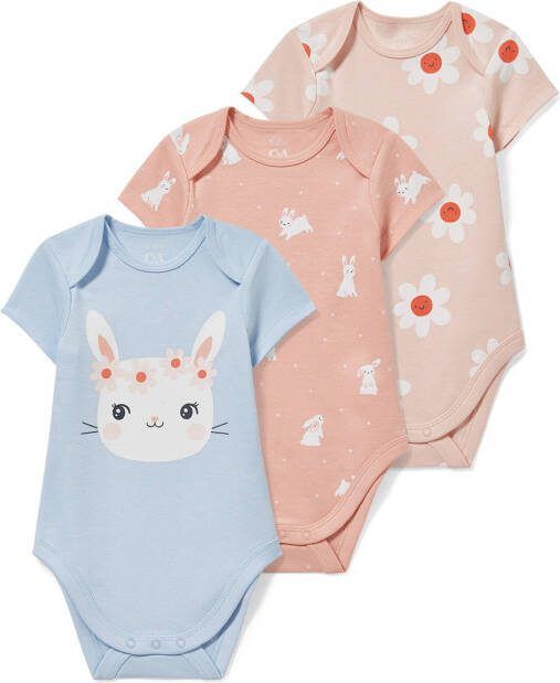 C&A romper set van 3 lichtblauw/roze