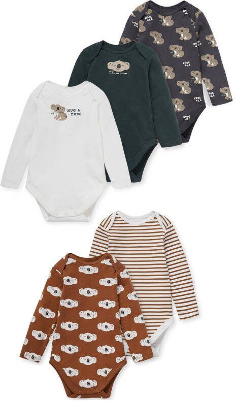 C&A romper set van 5 bruin/wit/zwart