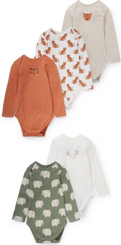 C&A romper set van 5 oranje/groen/wit