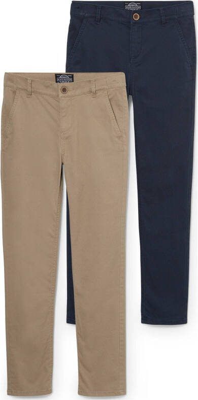 C&A Skate Nation slim fit broek set van 2 beige/donkerblauw