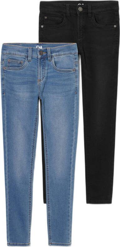 C&A skinny fit extra small jog denim set van 2 blauw/zwart