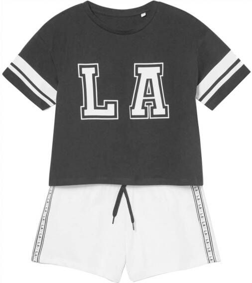 C&A T shirt + korte broek zwart/wit