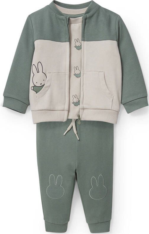 C&A T shirt + sweatvest + broek Nijntje groen/beige