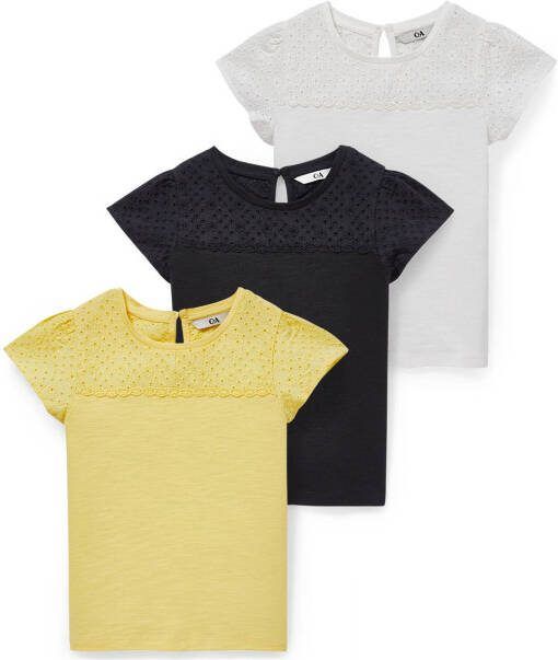 C&A top set van 3 geel/zwart/wit