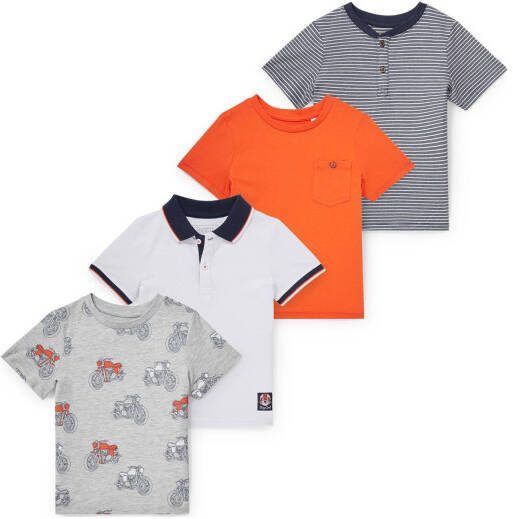 C&A Tough Team t shirt set van 4 grijs/wit/oranje