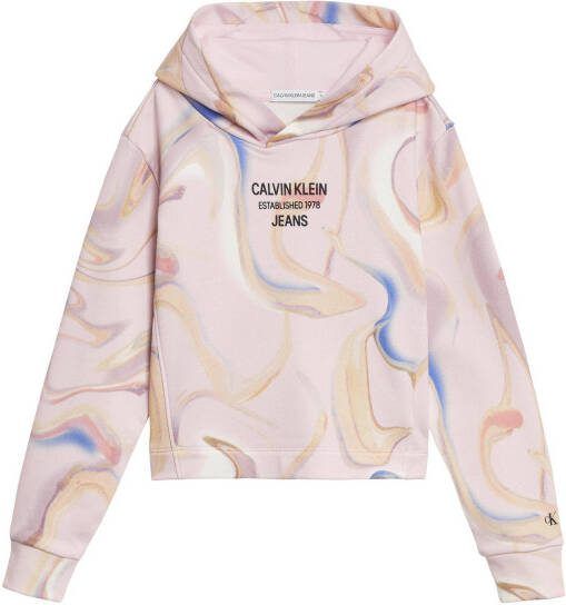 Calvin klein JEANS hoodie met all over print lichtroze