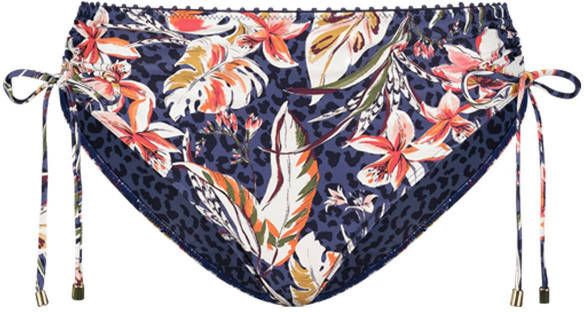 Cyell high waist bikinibroekje Botanic Beauty met all over print donkerblauw/wit/oranje