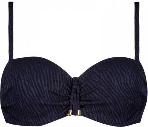 Cyell strapless bandeau bikinitop Midnight Zebra donkerblauw