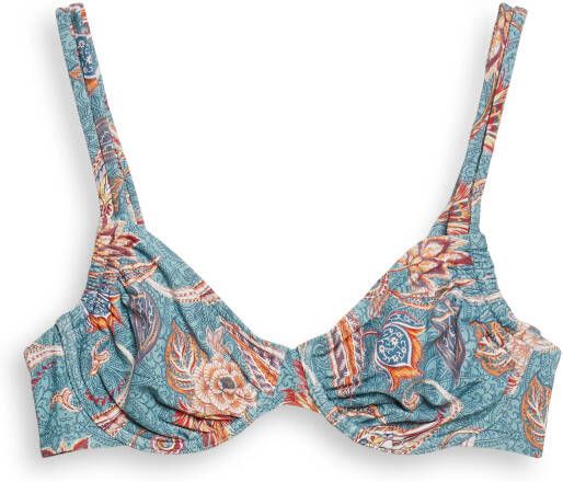 ESPRIT Women Beach beugel bikinitopje met all over print lichtblauw/oranje